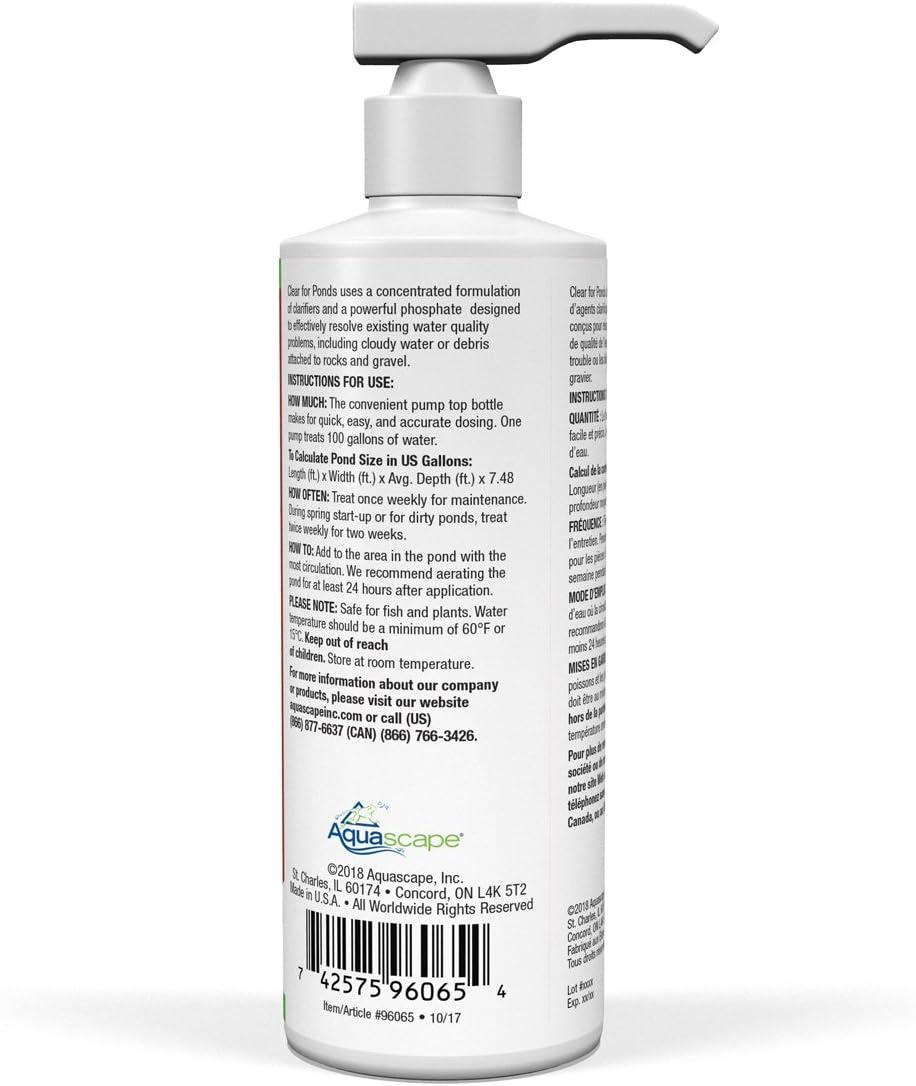 image:imageAquascape Clear Water Treatment for Koi and Fish Ponds Blend of Clarifiers to Clear Cloudy or Discolored Water and Reduce Debris  4 16Ounces8ounces