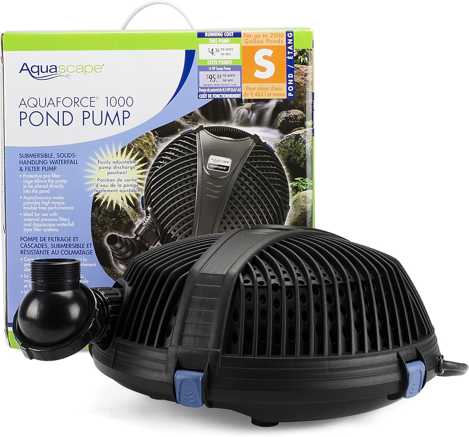 image:imageAquascape AquaForce 3868 Solids Handling Submersible Pond Pump Waterfall and Pond Filter Pump for Ponds Water Features and Filtration 911131000 GPH