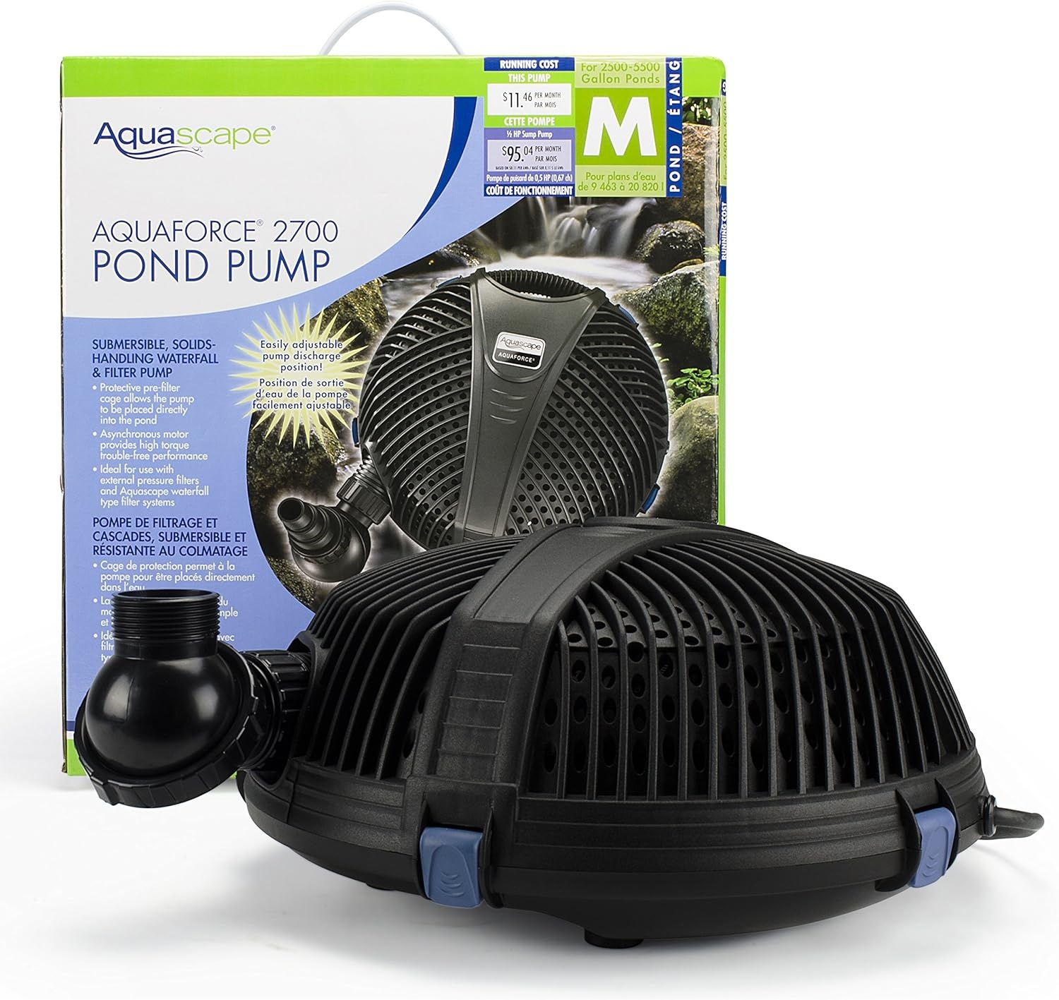image:imageAquascape AquaForce 3868 Solids Handling Submersible Pond Pump Waterfall and Pond Filter Pump for Ponds Water Features and Filtration 911132700 GPH