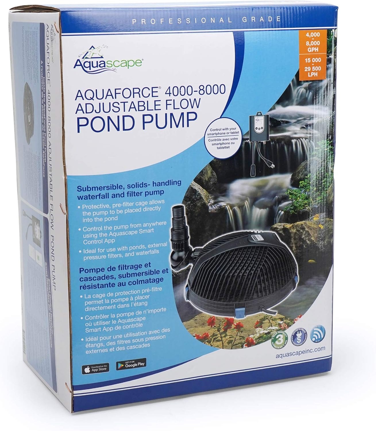 image:imageAquascape AquaForce 3868 Solids Handling Submersible Pond Pump Waterfall and Pond Filter Pump for Ponds Water Features and Filtration 9111340008000 GPH